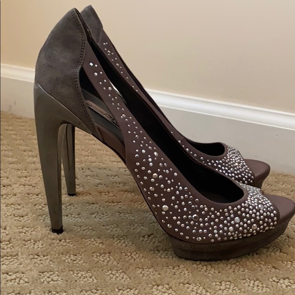 BCBGMaxAzria Vero Cuoio Rhinestone Peep Pumps - Picture 5 of 8